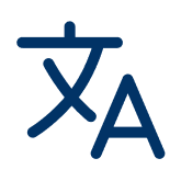 An icon representing translation. It features a Chinese character next to a capital letter "A". 